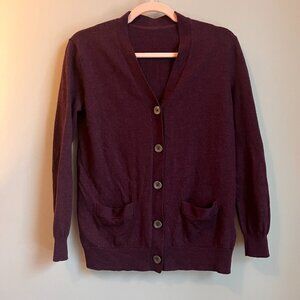 Costco Eggplant Purple Merino Wool Cardigan Size L
